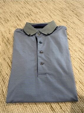 Greyson Navy and White Striped Polo